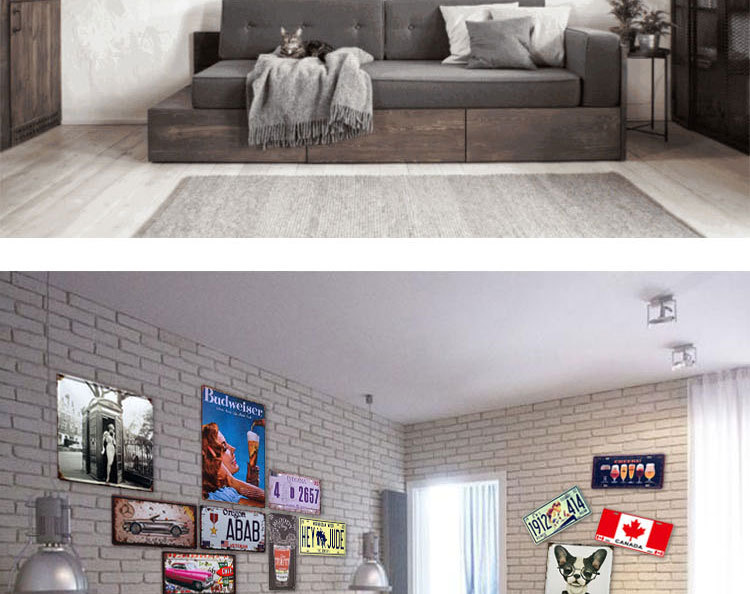 Retro Tin Painting Bar Home KTV Wall Hanging (1style)