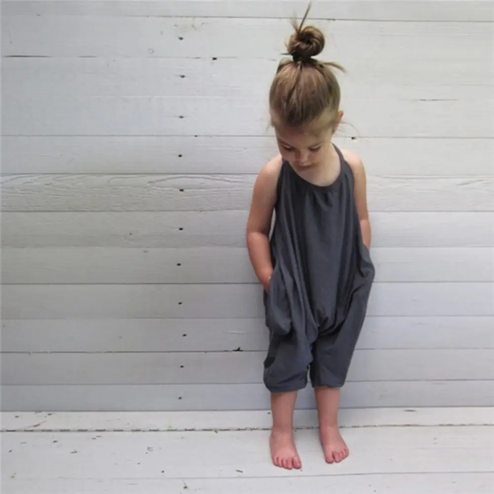 Girls Jumpsuits Summer Baby Girl Solid Overalls Soft Fashion