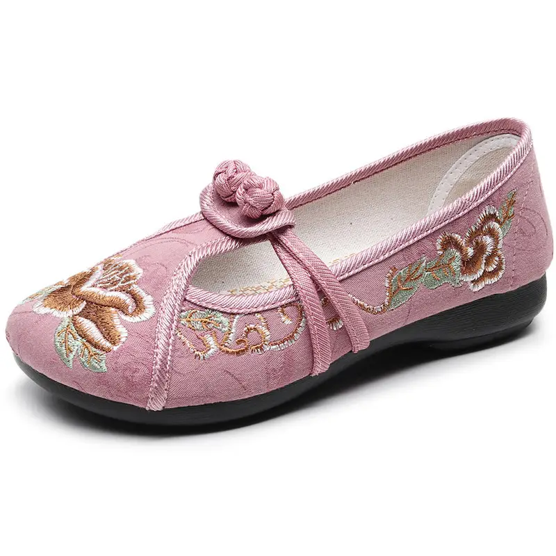 Old Beijing Embroidered Single Shoe With Polyurethane Sole And Soft Sole Pedal