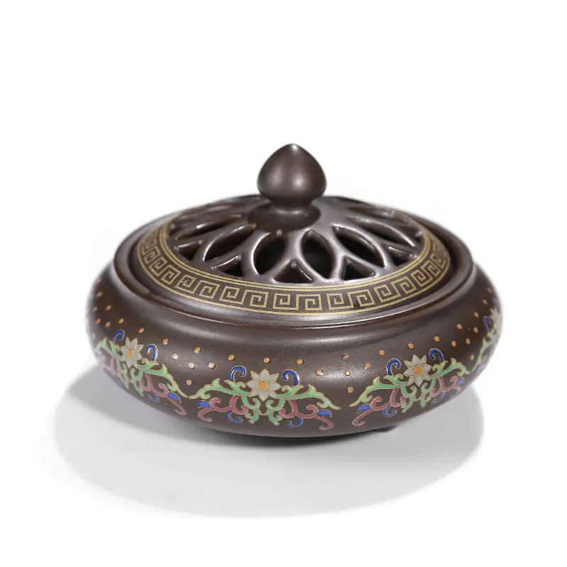 Ceramic Cloisonne Incense Burner, Backward Channel Enamel