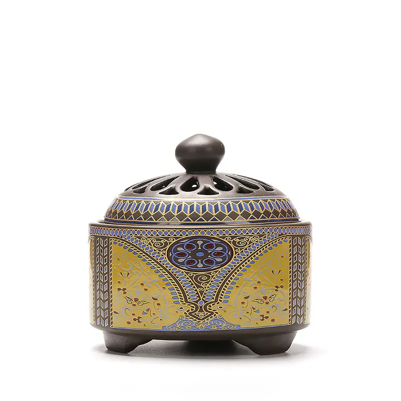 Ceramic Cloisonne Incense Burner, Backward Channel Enamel