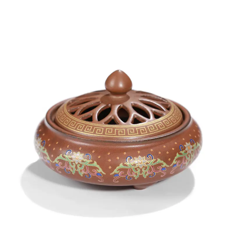 Ceramic Cloisonne Incense Burner, Backward Channel Enamel