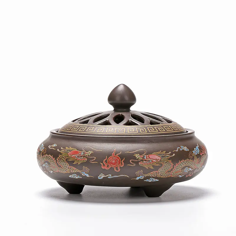 Ceramic Cloisonne Incense Burner, Backward Channel Enamel