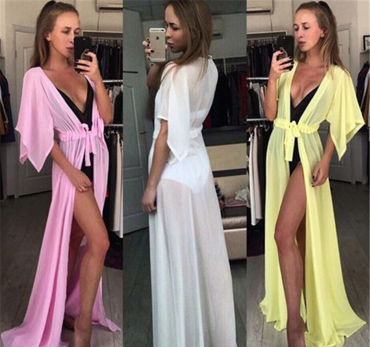 كارديغان شيفون نسائي للبحر وقاية من الشمس