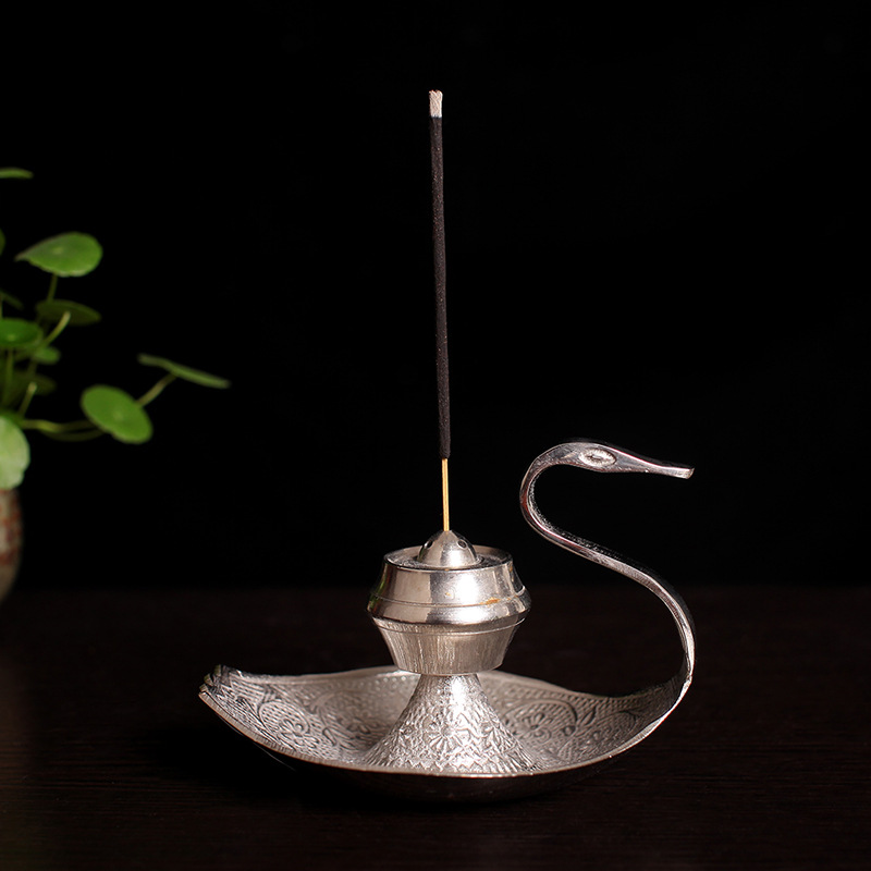 Handmade Silver Swan Copper Incense Holder Line Aroma Diffuser — foto 3