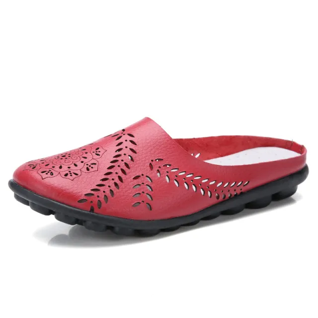 Summer New Slippers Mother Shoes Casual Low Cut Flat Peas Women'S Shoes Red - Shop at LoveMi