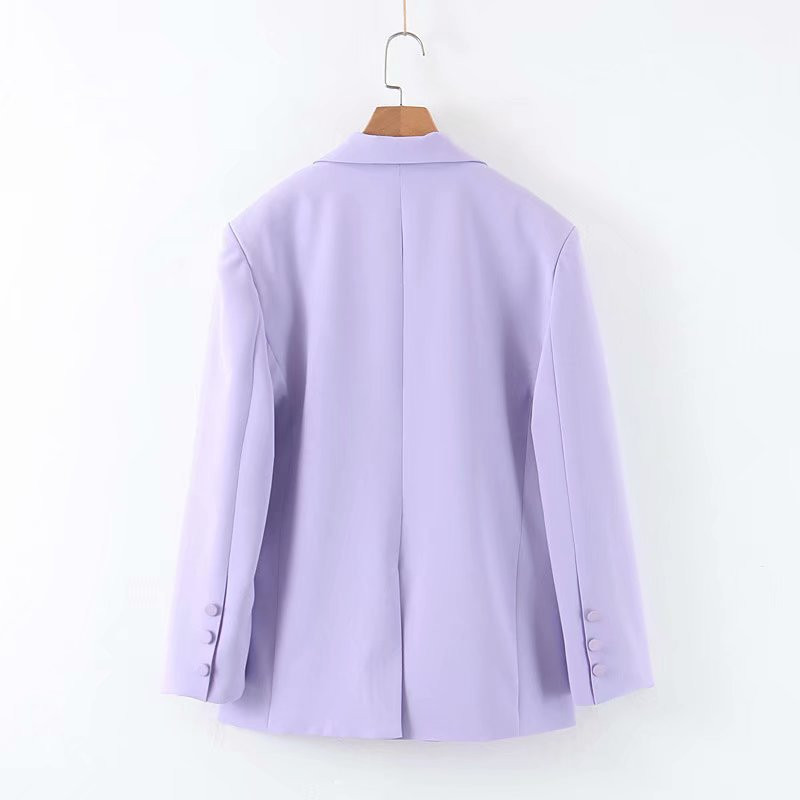 Slim-fit V-neck Two-button Taro Purple Long-sleeved Blazer