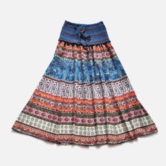 Floral A-Line Women'S Maxi Skirt Elastic High Waist