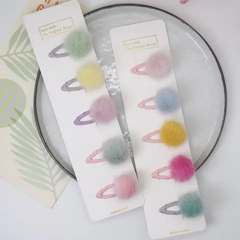 Children'S Hair Ball Hairpin Candy Color Mini Princess Card