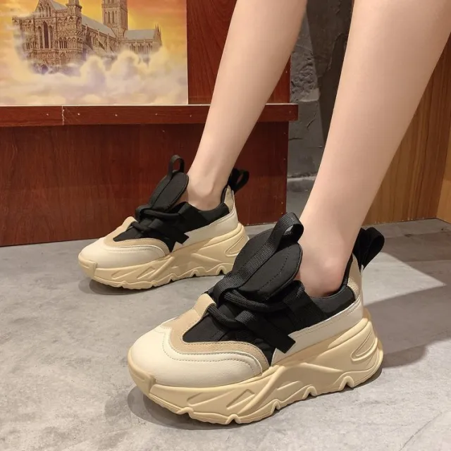 Fashion Casual Breathable Platform Sneakers Fashion Casual Breathable Platform Sneakers Khaki - Shop at LoveMi