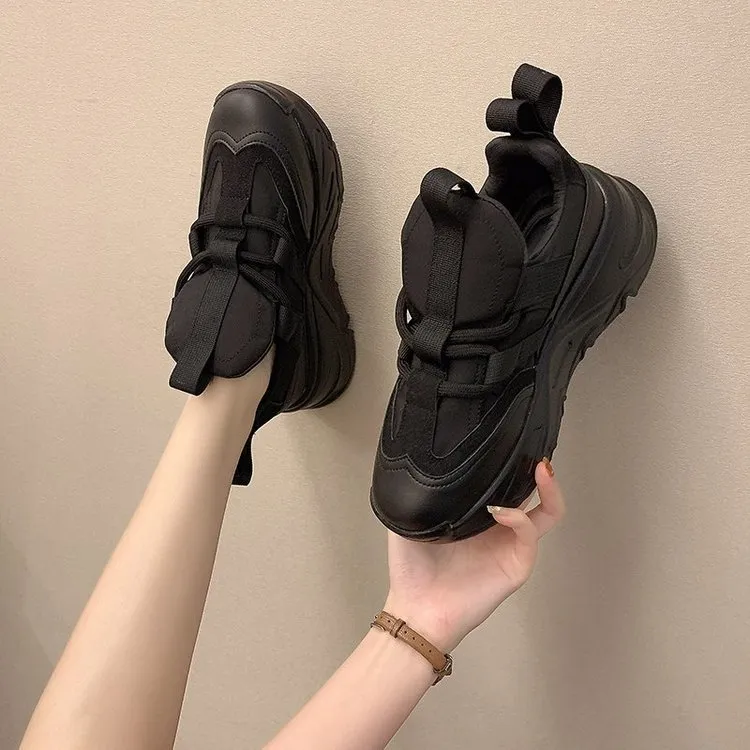 Fashion Casual Breathable Platform Sneakers Fashion Casual Breathable Platform Sneakers - Black
