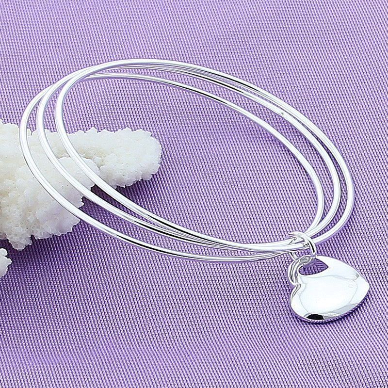 Silver Plated Fashion Three-Ring Sweetheart Bracelet