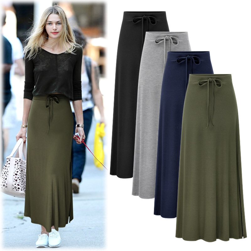 Spring And Summer New Half Length Skirt Women'S High Waist Split Belt One-Step Dress Korean Style Thin Medium Length Skirt With Hip Skirt