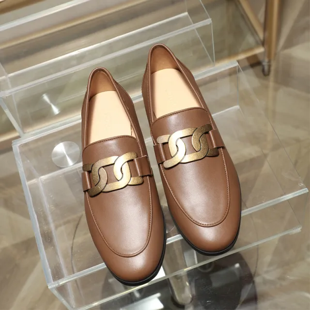 British Style Small Leather Shoes Metal Buckle Flat Shoes Bronze 39 - Shop at LoveMi