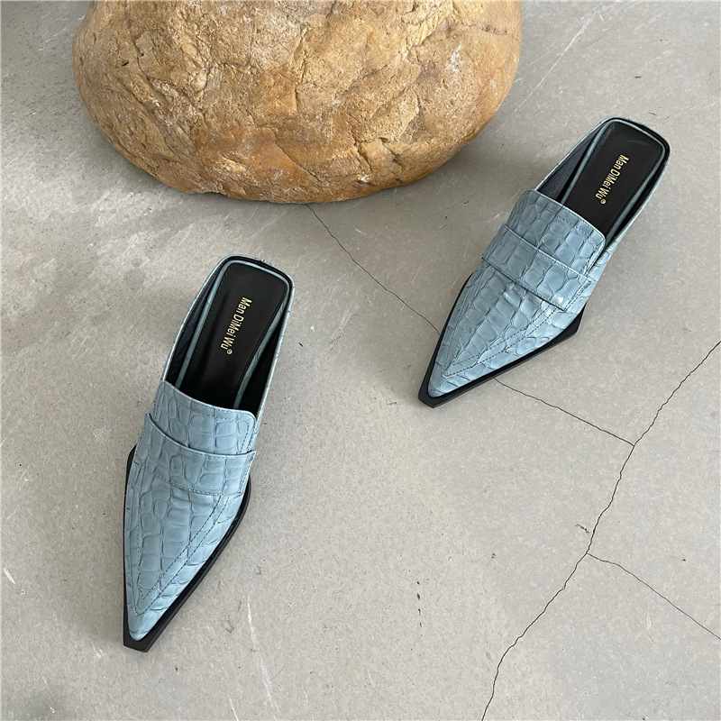 Spring Women Slipper Square Med Heel Slip