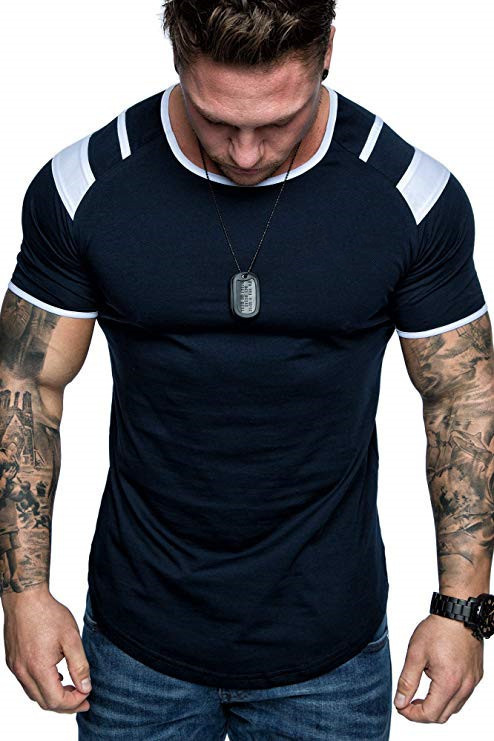 Men'S Light Version Of The Round Neck T-Shirt Spring Round Neck Cotton Sports Short Sleeves