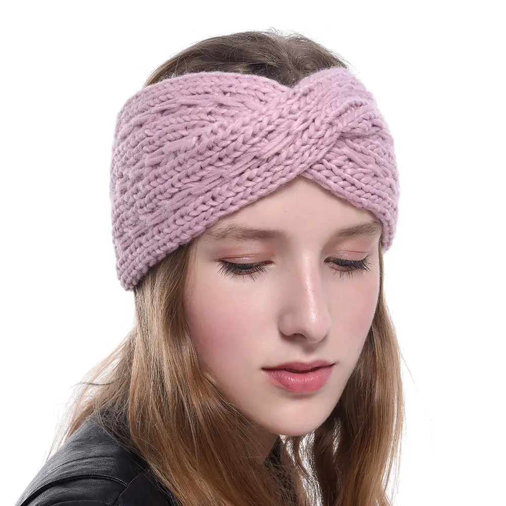 Acrylic Thick Wool Knitted Headband Diagonally Crossed Hair Accessories