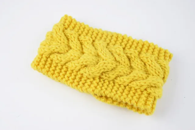 Acrylic Thick Wool Knitted Headband Diagonally Crossed Hair Accessories For Women Yellow - Shop at LoveMi