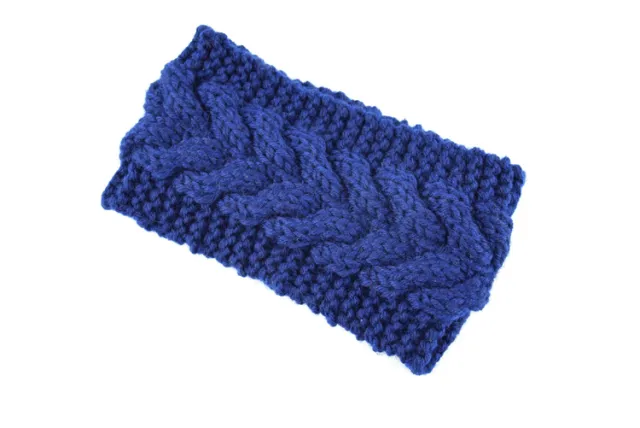 Acrylic Thick Wool Knitted Headband Diagonally Crossed Hair Accessories For Women Navy Blue - Shop at LoveMi