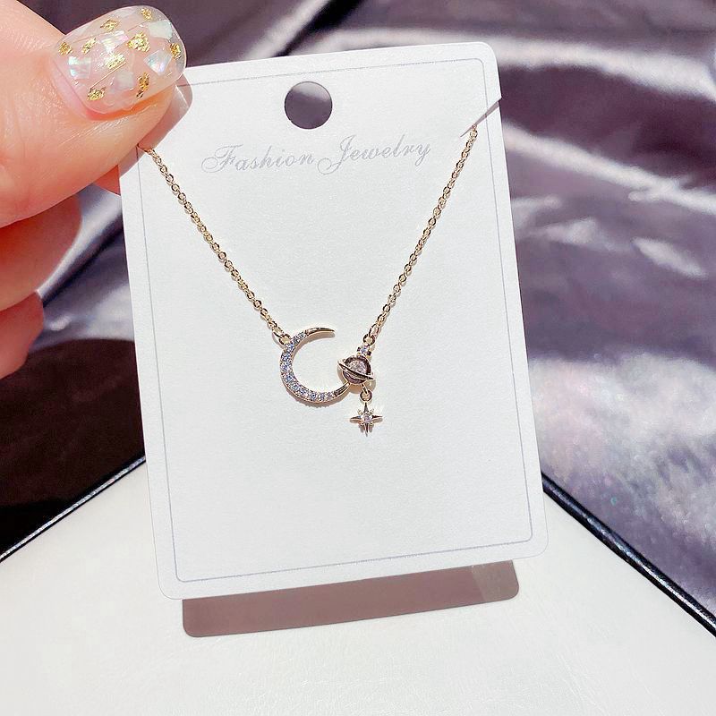 Micro-inlaid Zircon Copper Plated Real Gold Clavicle Chain