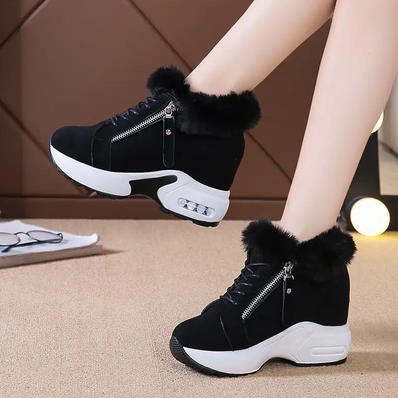 Low Top Warm Sports Cotton Shoes With Plush Thick Soles