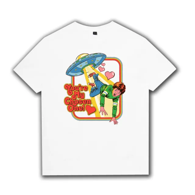 Retro Illustration T Shirt Pure Cotton Short Sleeved Couples Parent Child Clothing Foreign Children Short Sleeved Round Neck Loose Large Size Perso... White Love Hijacked - Shop at LoveMi