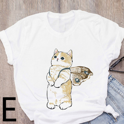 Personalized Cartoon Polite Cat Print Fashion Girlfriend Couple T-Shirt
