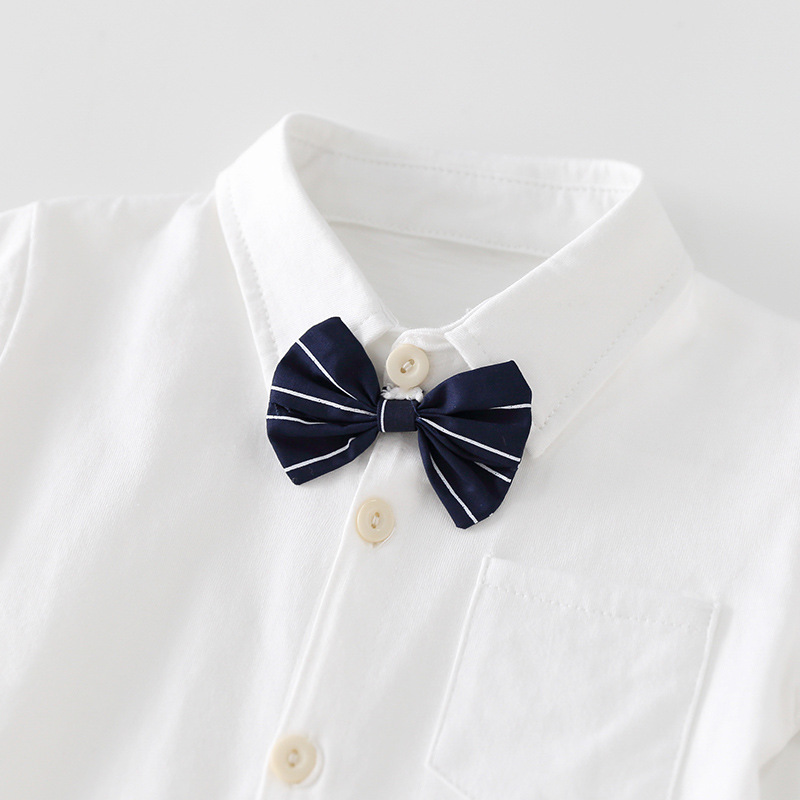 Boys Short-sleeved Romper, Children's Top, Baby Triangle Bag fart Clothes