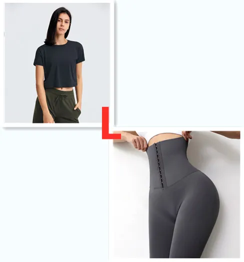 Spring New Yoga Tops Women'S Round Neck Half Length Sports Loose Breathable Running Sports Fitness Short Sleeves Black Set - Shop at LoveMi
