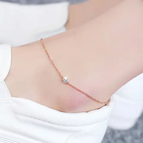 Ustar Simple Stainless Steel Chain Anklets for Women