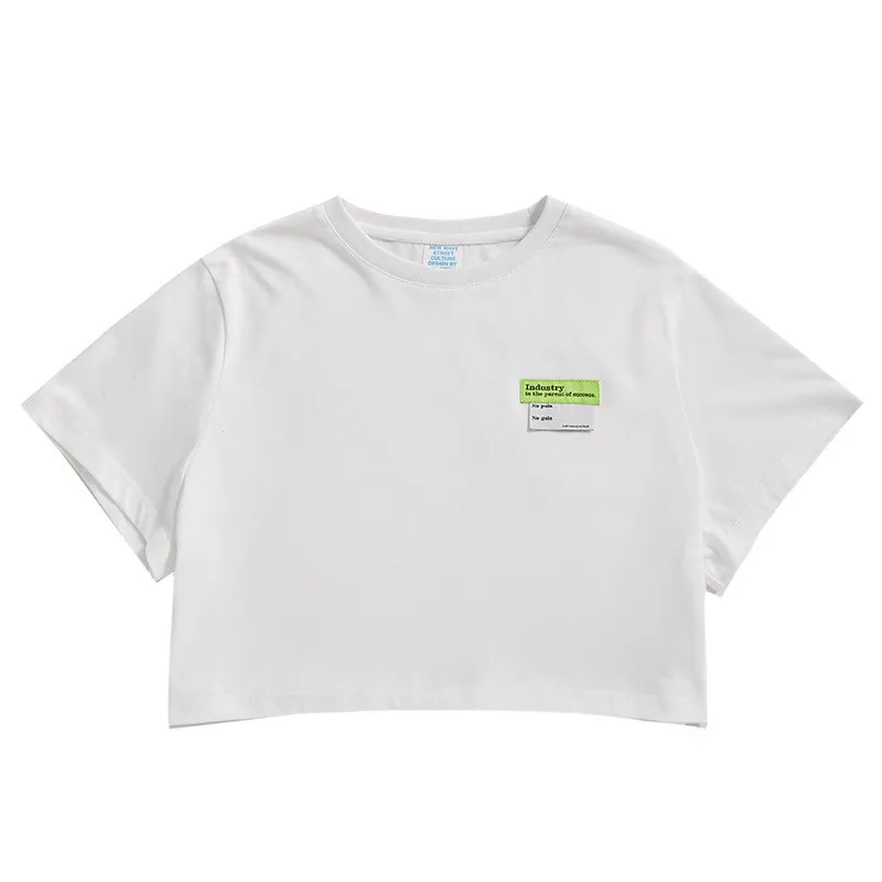 Sweet and Spicy Navel And Waist Short Women's Short Sleeve T-shirt - White