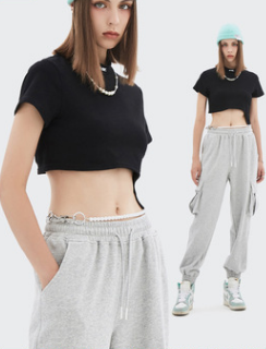 Trendy Brand Irregularly Cut Slim Short Slim T-Shirt