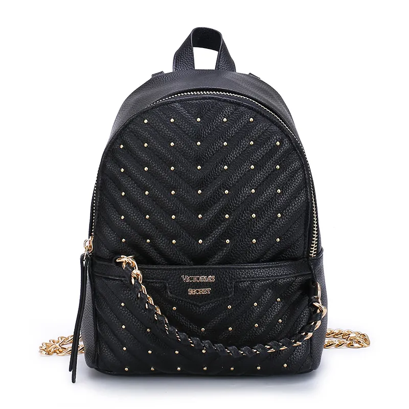 Backpack New Backpack Fashion Mini Nail Nail Women'S Bag Casual Bag Chain Bag - Black