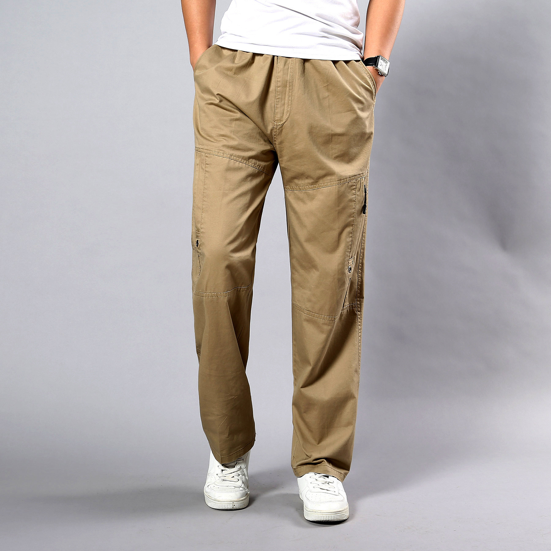 Title 7, Pantaloni Casual Uomo Dritti Larghi Cotone Tagl...