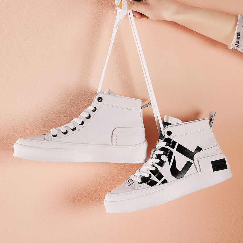 Title 2, High-top Tide Shoes Korean Casual Lace-up Print...