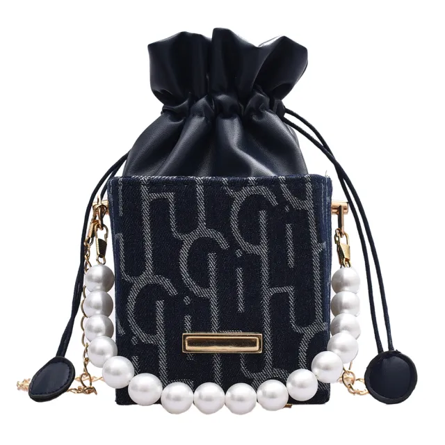 Net Red Bag Female Bag Messenger Bag Foreign Style Pearl Chain Bag Summer Wild Small Shoulder Bag Blue - Shop at LoveMi