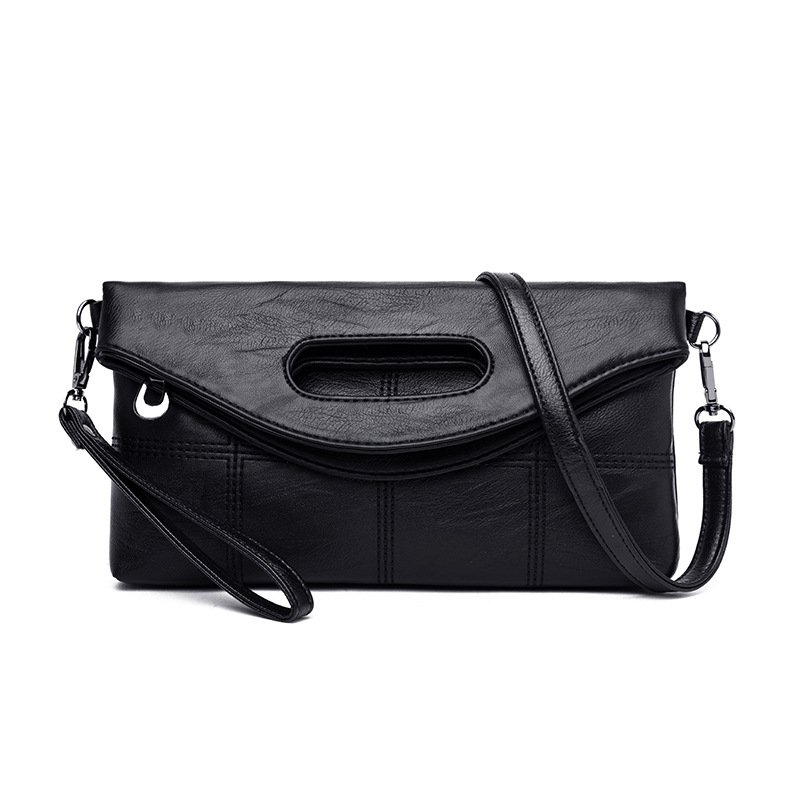 Cross Border Direct Supply Clutch Bag Female Bag Large Capacity Simple Handbag Folding Lady Hand Grabbing Diagonal Bag Black - Shop at LoveMi