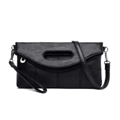 Cross-Border Direct Supply Clutch Bag Female Bag Large Capacity Simple Handbag Folding Lady Hand-Grabbing Diagonal Bag - Black - View 1
