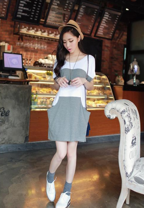 Summer Fashion Maternity Fake 2 Korean Casual Dress Loose Plus Size Maternity Dress