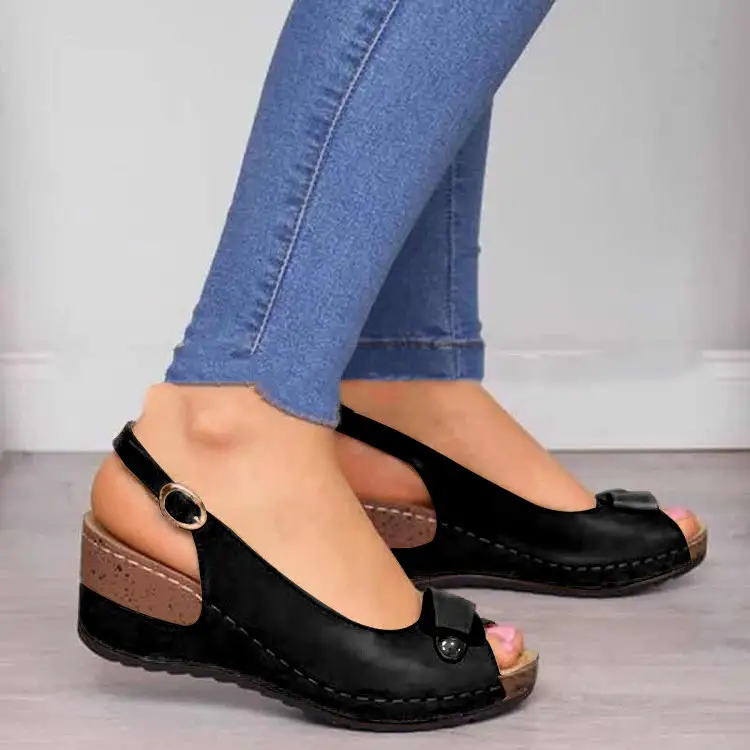 New Fish Mouth Women's Sandals Wedge Heel Plus Size Women's Shoes