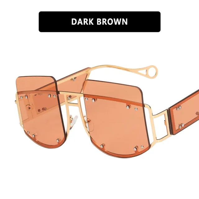 Personalized Sunglasses Hip Hop Fashion Trend Sunglasses Brown - Shop at LoveMi