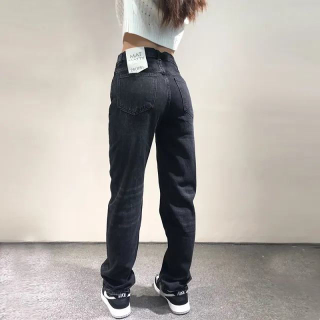 European And American Cross Waist Design Loose And Thin Wide Legged Straight All Match Pile Pants Black - Shop at LoveMi