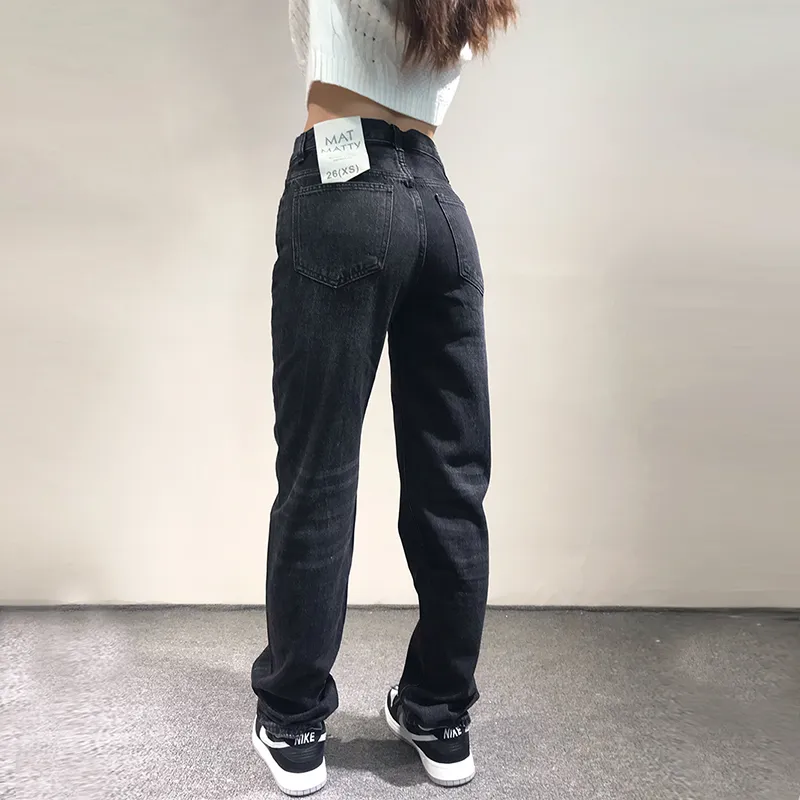 European And American Cross-Waist Design Loose And Thin Wide-Legged Straight All-Match Pile Pants - Black