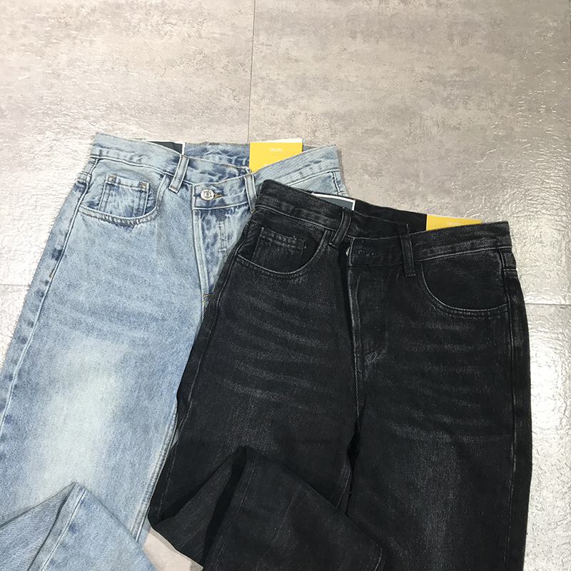 European And American Cross-Waist Design Loose And Thin Wide-Legged Straight All-Match Pile Pants