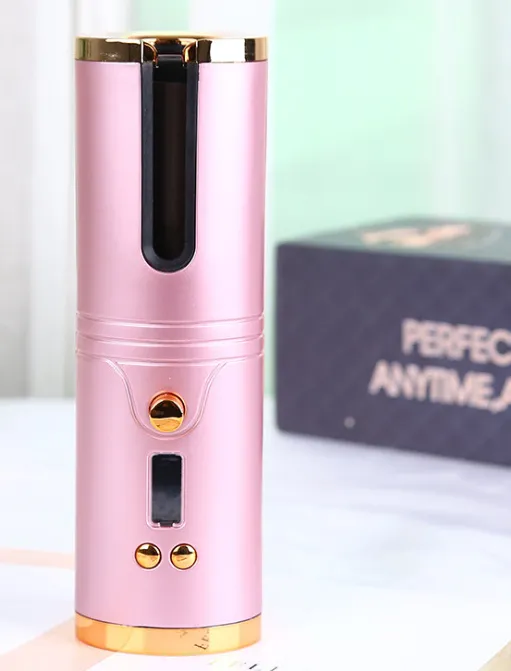 Ceramic Mini Automatic Curling Iron Usb Wireless Lazy Charging Pink - Shop at LoveMi