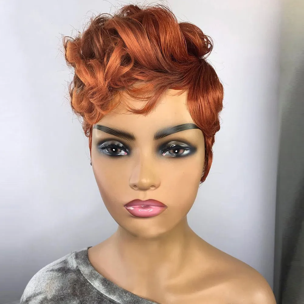 Orange Short Curly Hair Fluffy Chemical Fiber