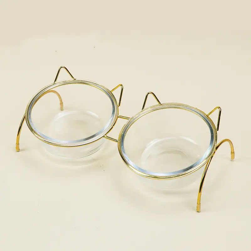 Glass Cat Bowl Double Bowl Protects The Cervical Spine