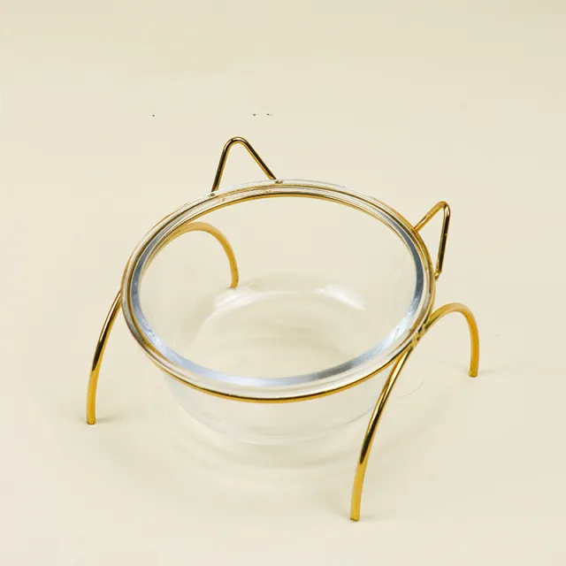Glass Cat Bowl Double Bowl Protects The Cervical Spine 1Style - Shop at LoveMi