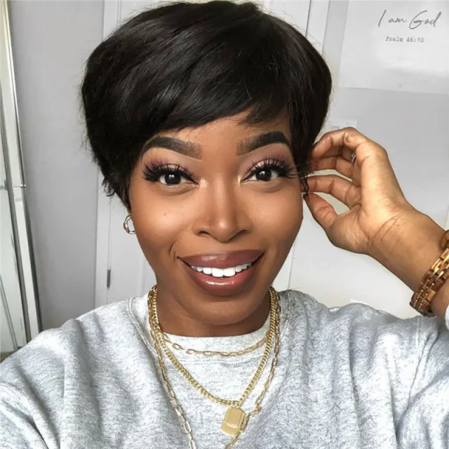 New Style Wig European And American Ladies Short Hair Natural Black Brown Chemical Fiber Hair Headgear Button Net Black - Shop at LoveMi