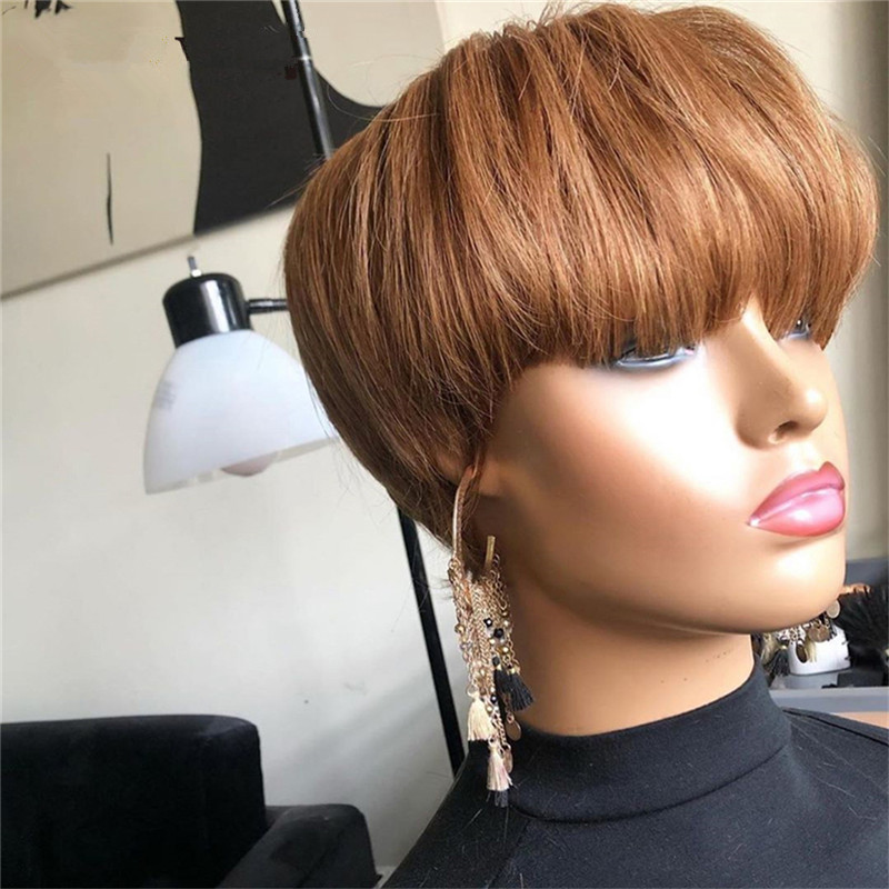 New Style Wig European And American Ladies Short Hair Natural Black Brown Chemical Fiber Hair Headgear Button Net — foto 4